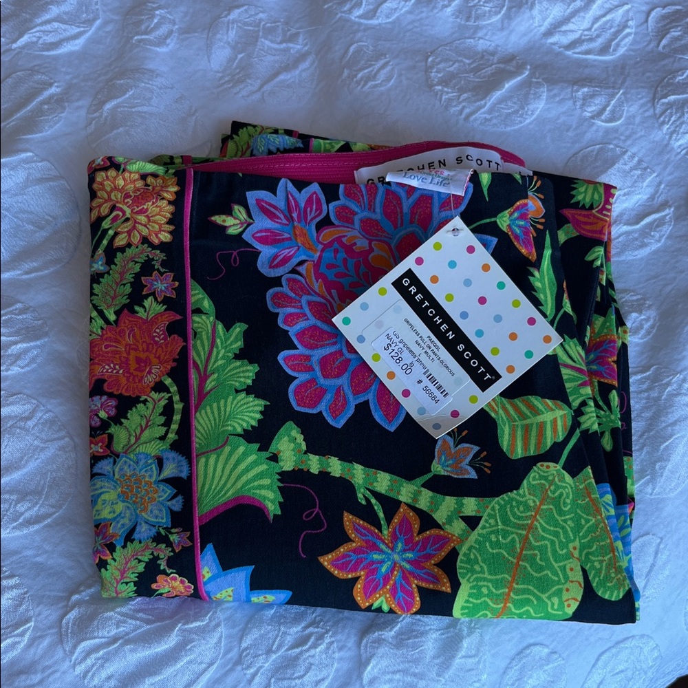 Gretchen Scott Vibrant Floral Gripe Less Pull On Pants